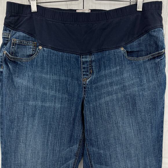 Old Navy (XL) Maternity Long Stretch Full Panel Blue Bootcut Jeans Dark Wash - Picture 3 of 10